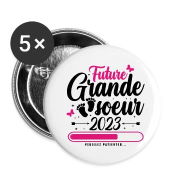 Future Grande Soeur 2023 - Lot de 5 grands badges (56 mm) - blanc - Devant