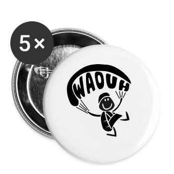 Parapente parapentiste - Lot de 5 grands badges (56 mm) - blanc - Devant