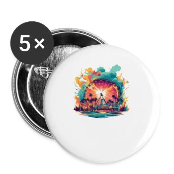 Freizeitpark Jahrmarkt Rummelplatz Volksfest - Buttons groß 56 mm (5er Pack) - Weiß - Vorne