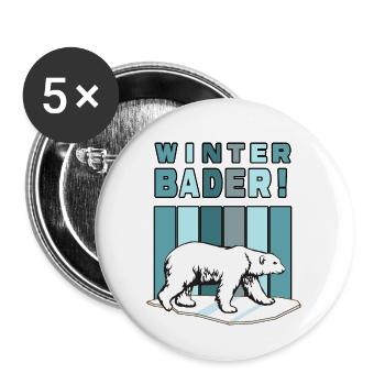 Eisbaden Winterbader Eisbär im Eiswasser - Buttons groß 56 mm (5er Pack) - Weiß - Vorne
