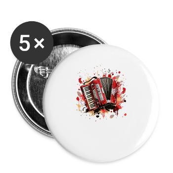 Akkordeon-Musiker Ziehharmonika-Spieler Musik - Buttons groß 56 mm (5er Pack) - Weiß - Vorne