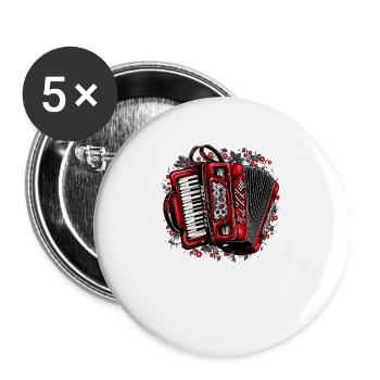 Akkordeon-Musiker Ziehharmonika-Spieler Musik - Buttons groß 56 mm (5er Pack) - Weiß - Vorne
