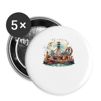 Amusement Park Fair, Fairground, Folk Festival - Buttons large 2.2''/56 mm (5-pack) - white - Front