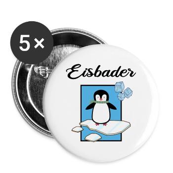 Eisbader Winterbaden Eisloch Kältetherapie Eisbad - Buttons groß 56 mm (5er Pack) - Weiß - Vorne