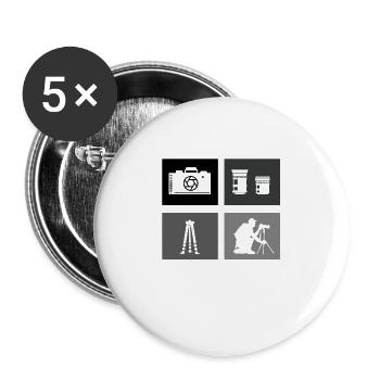 Appareil photo, Photographe de nature, Photographe animalier - Lot de 5 grands badges (56 mm) - blanc - Devant
