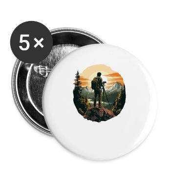 Appareil photo, Photographe de nature, Photographe animalier - Lot de 5 grands badges (56 mm) - blanc - Devant