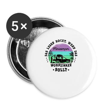 Minicamper Camping-Camper Microcamper Sayings - Buttons large 2.2''/56 mm (5-pack) - white - Front