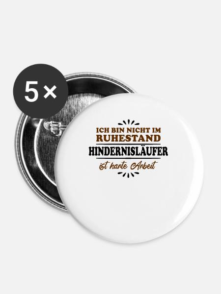 Ruhestand Rentner Pensioner Hindernislauf - Buttons groß 56 mm (5er Pack) - Weiß