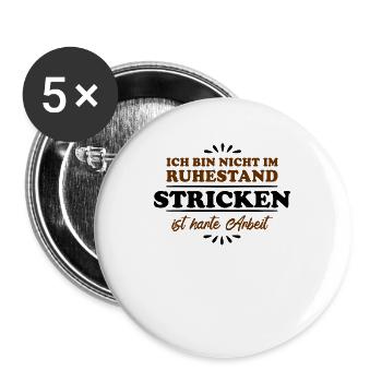 Ruhestand Rentner Pensioner Stricken - Buttons groß 56 mm (5er Pack) - Weiß - Vorne