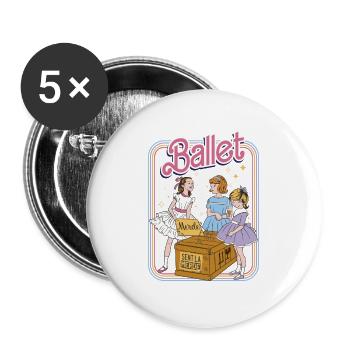 Ballerina Mädchen Balletttänzerin tanzen Ballett - Buttons groß 56 mm (5er Pack) - Weiß - Vorne