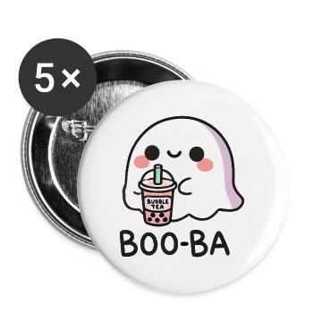 Boba Tea Ghost Kawaii Halloween - Buttons large 2.2''/56 mm (5-pack) - white - Front