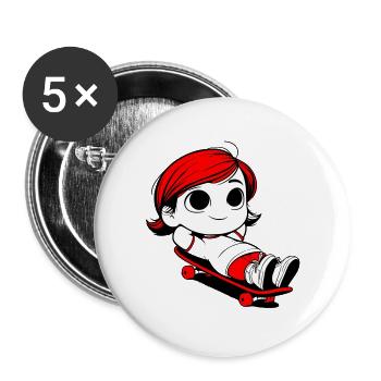 Kathy se relaxant sur une planche à roulettes - Lot de 5 grands badges (56 mm) - blanc - Devant