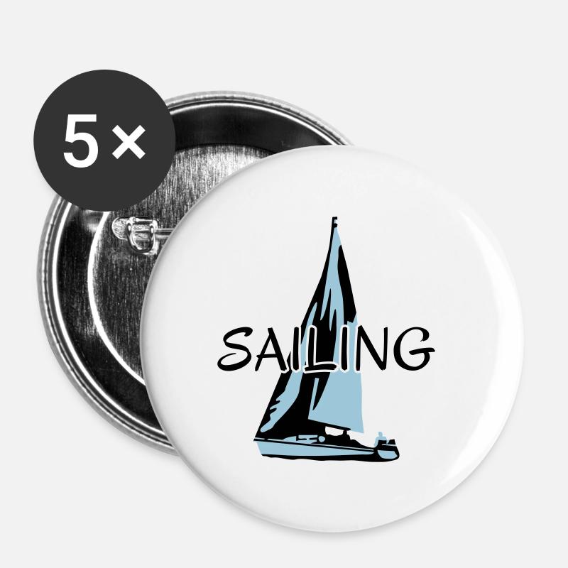 Sailing, sailboat - Buttons large 2.2''/56 mm (5-pack) - white