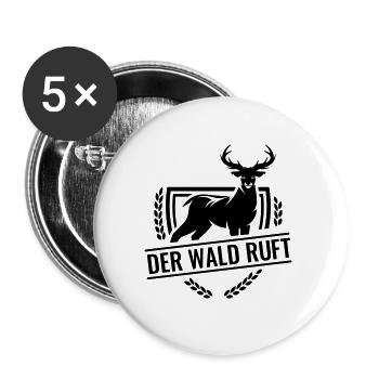 Wald ruft Natur Wandern Erholung Wildnis Hirsch - Buttons groß 56 mm (5er Pack) - Weiß - Vorne