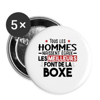 Boxe Boxeur Sport Combat Citations Humour Noël - Lot de 5 grands badges (56 mm) - blanc - Devant