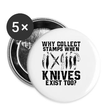 Geschenke für Messer Sammler | Antike Messer Hobby - Buttons groß 56 mm (5er Pack) - Weiß - Vorne