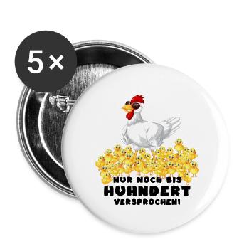 hühner hühnerleben hühnerhaufen - Buttons groß 56 mm (5er Pack) - Weiß - Vorne