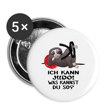 Judoka kann Judo Kampfsport-JUDO - Buttons groß 56 mm (5er Pack) - Weiß - Vorne
