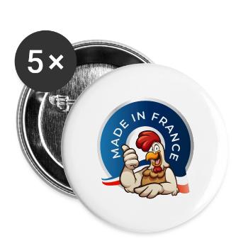 MADE IN FRANCE - Lot de 5 grands badges (56 mm) - blanc - Devant