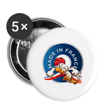 MADE IN FRANCE - Lot de 5 grands badges (56 mm) - blanc - Devant