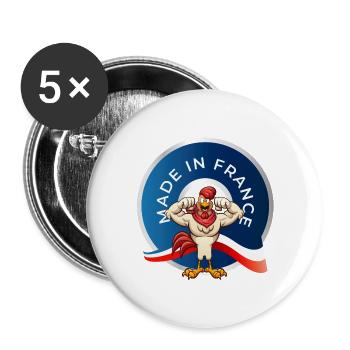 MADE IN FRANCE - Lot de 5 grands badges (56 mm) - blanc - Devant