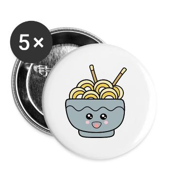 Nouilles Ramen Cuisine japonaise - Lot de 5 grands badges (56 mm) - blanc - Devant