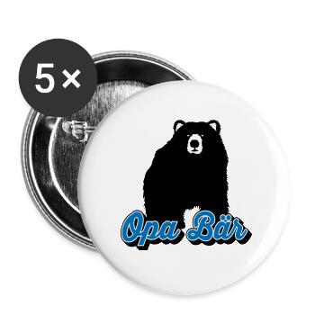 Opa Bär Bester Opi Großvater | Farben änderbar - Buttons groß 56 mm (5er Pack) - Weiß - Vorne