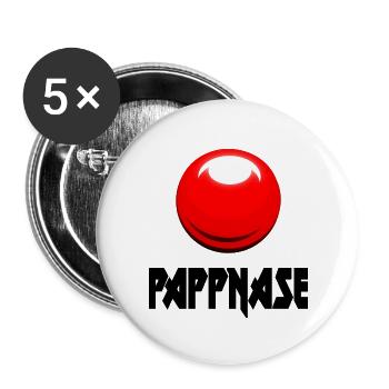 PAPPNASE schwarz - Buttons groß 56 mm (5er Pack) - Weiß - Vorne