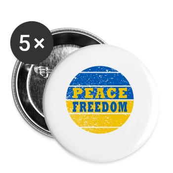 Peace Freedom Ukraine - Buttons large 2.2''/56 mm (5-pack) - white - Front