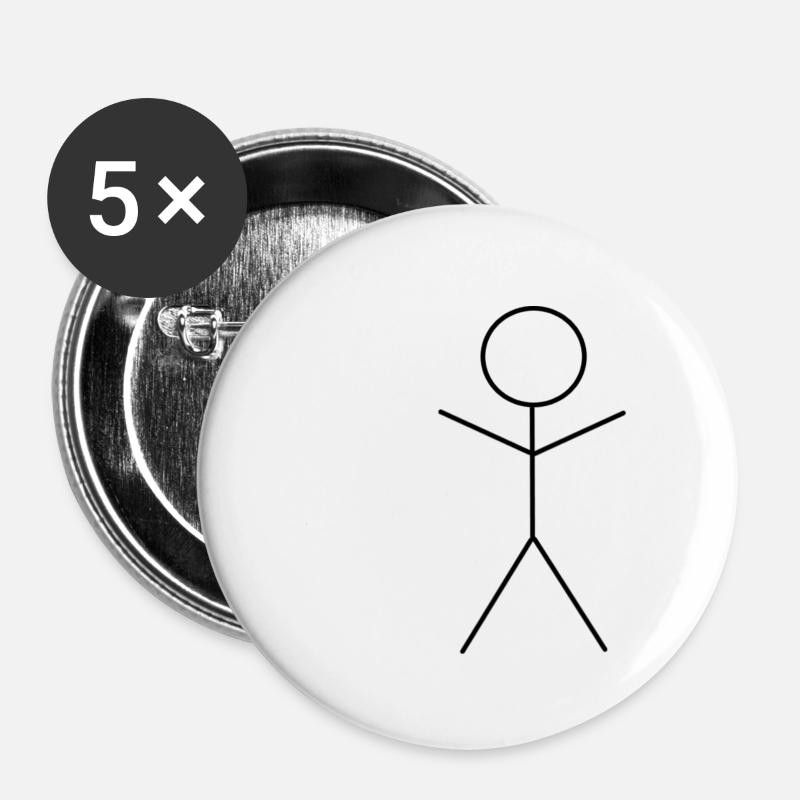 Simple stick figure - Buttons large 2.2''/56 mm (5-pack) - white