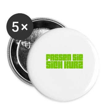bitte kurz fassen - Buttons groß 56 mm (5er Pack) - Weiß - Vorne