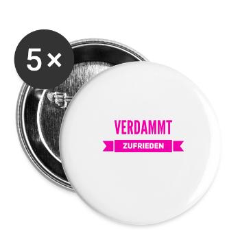 verdammt zufrieden - Buttons groß 56 mm (5er Pack) - Weiß - Vorne