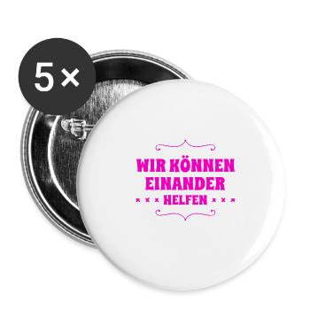 Unterstützung geht immer - Buttons groß 56 mm (5er Pack) - Weiß - Vorne