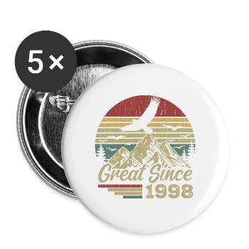 Jahrgang 1998 Retro 1998 Geburtstagsgeschenk - Buttons groß 56 mm (5er Pack) - Weiß - Vorne