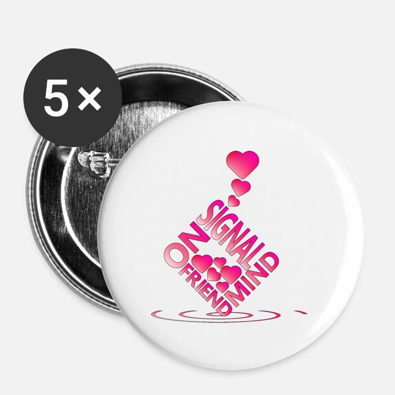 Liebe - Buttons groß 56 mm (5er Pack) - Weiß