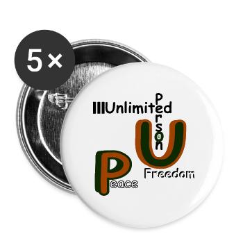 Peace and Freedom - Buttons groß 56 mm (5er Pack) - Weiß - Vorne