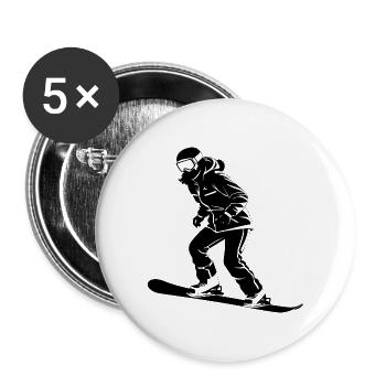 Snowboard Girl - Hobby / Sport Sticker - Buttons groß 56 mm (5er Pack) - Weiß - Vorne