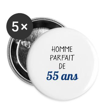 homme parfait de 55 ans cadeau saint valentin - Lot de 5 grands badges (56 mm) - blanc - Devant