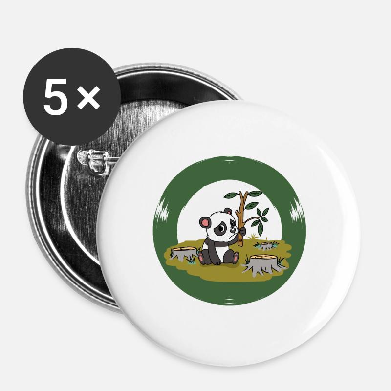 Environment Conservation Panda Japan Ecology - Buttons large 2.2''/56 mm (5-pack) - white