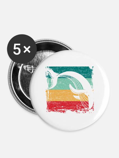 Walfisch - Buttons groß 56 mm (5er Pack) - Weiß
