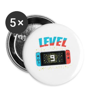 9th Birthday Happy Birthday Zocken Gamer Level 9 - Buttons large 2.2''/56 mm (5-pack) - white - Front
