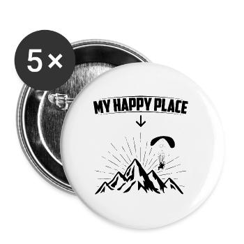 Parapente | Paragleiter Air Sports Idées cadeaux - Lot de 5 grands badges (56 mm) - blanc - Devant