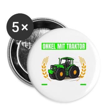 Landwirtschaft Onkel Mit Traktor Trecker - Buttons groß 56 mm (5er Pack) - Weiß - Vorne