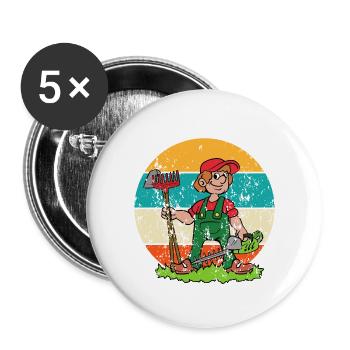 Garten Gärtner Gartenarbeit Gärtnern Hobbygärtner - Buttons groß 56 mm (5er Pack) - Weiß - Vorne