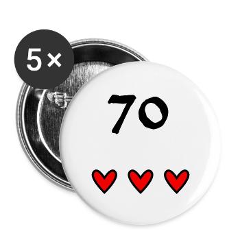 70 ANS. 70e ANNIVERSAIRE. ANNIVERSAIRE 70 ANS - Lot de 5 grands badges (56 mm) - blanc - Devant
