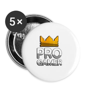 PRO GAMER + King Crown - Gaming - Buttons groß 56 mm (5er Pack) - Weiß - Vorne