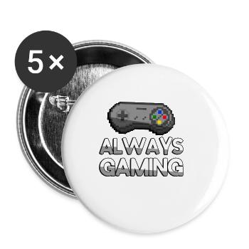 ALWAYS GAMING + Manette SNES - Jeux - Lot de 5 grands badges (56 mm) - blanc - Devant