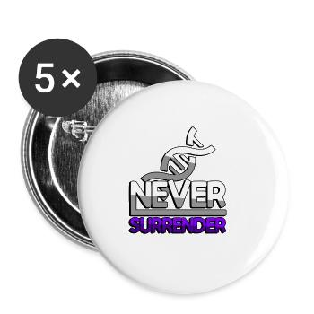 NEVER SURRENDER (Lila) + DNA - Gaming - Buttons groß 56 mm (5er Pack) - Weiß - Vorne