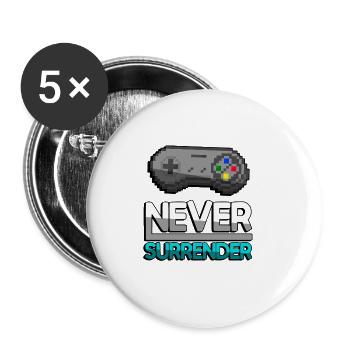 NEVER SURRENDER (Türkis)+ SNES Controller - Gaming - Buttons groß 56 mm (5er Pack) - Weiß - Vorne