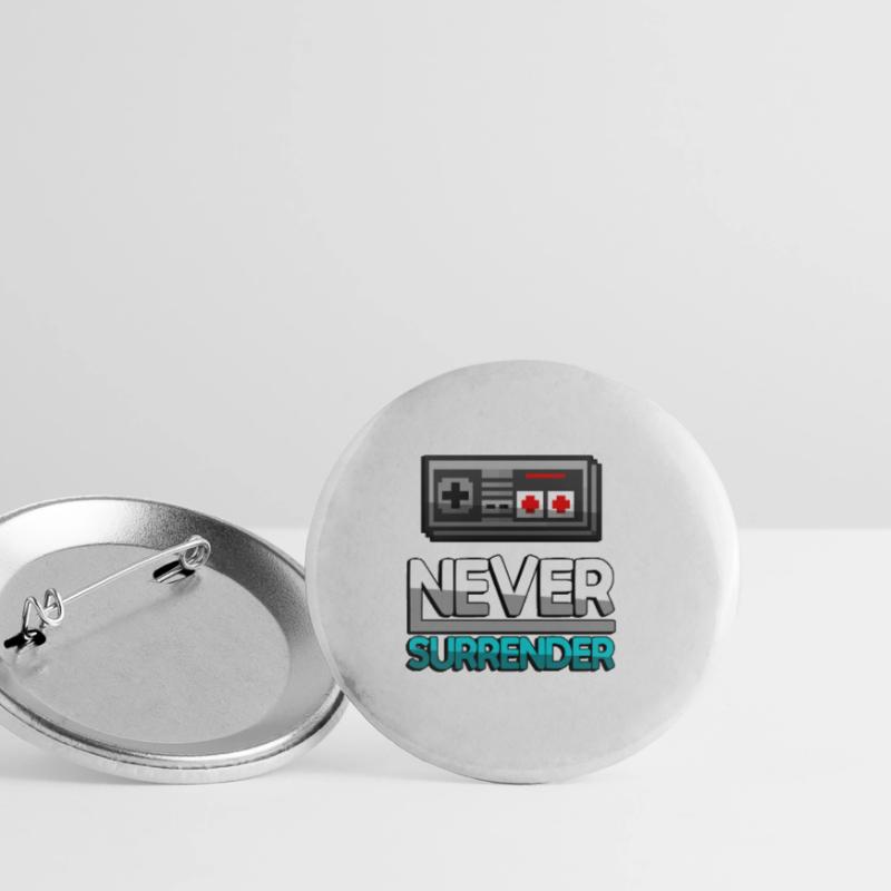 NEVER SURRENDER (Turquoise) + NES Controller - Gaming Buttons large 2.2''/56 mm (5-pack)